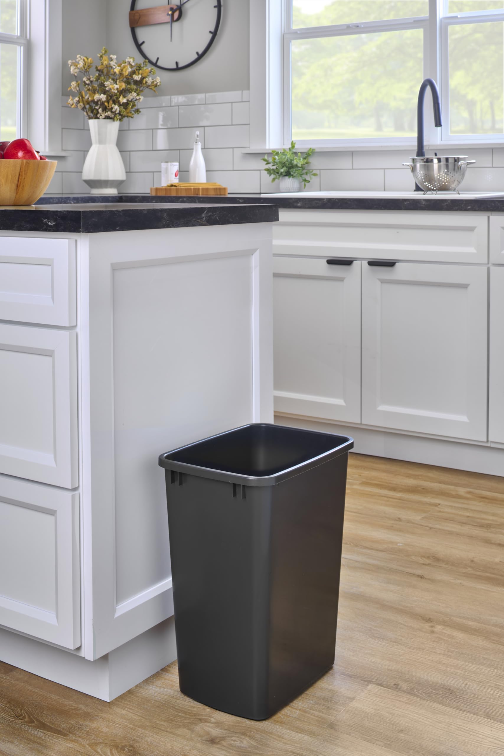 Rev-A-Shelf 2-Pack 35 Quart Polymer Replacement Trash Bin, Recycle Waste Garbage Container for Kitchen Cabinet Pullouts, Black, RV-35-18-2 - Large Plastic Bins for Home and Office - Image 3