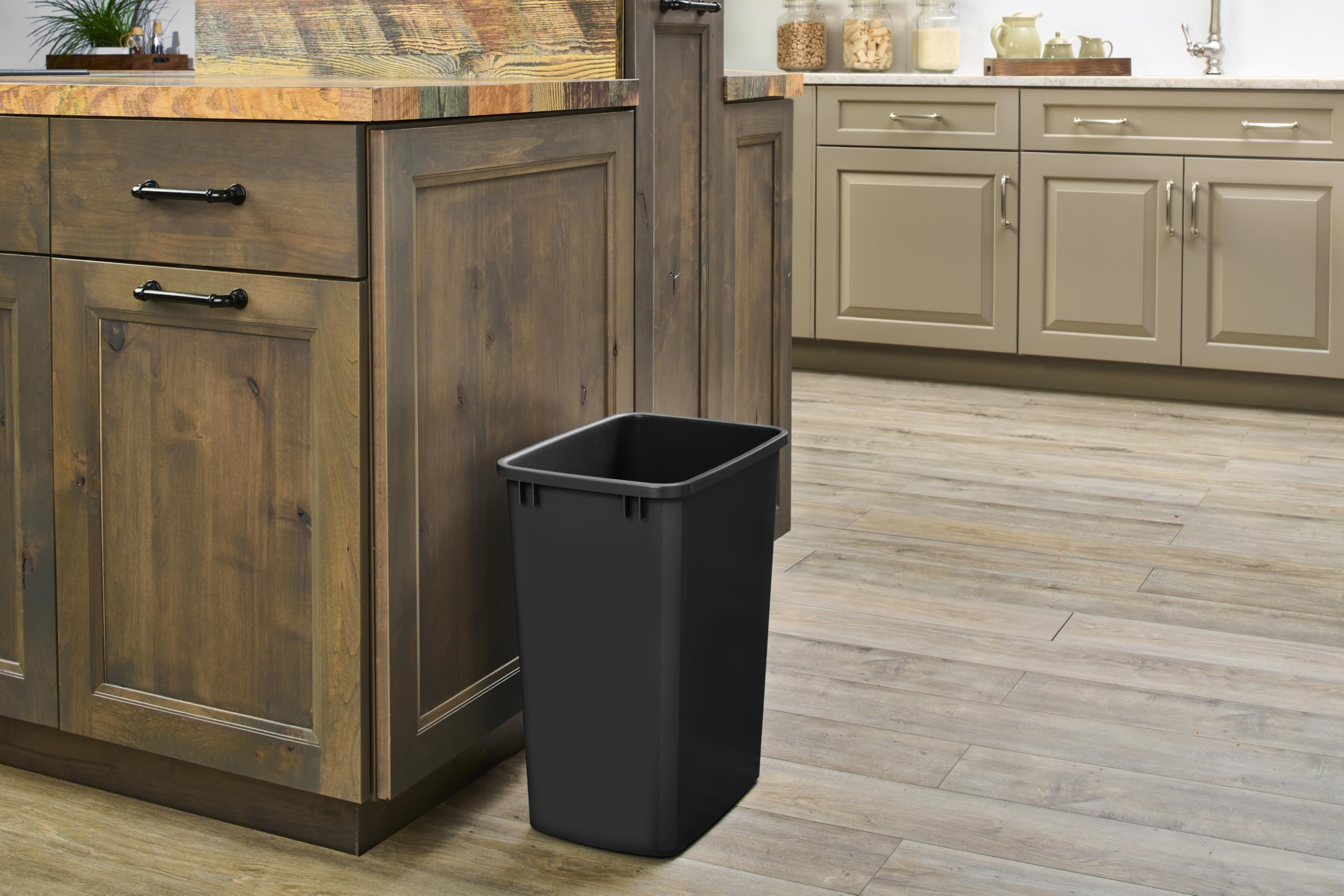 Rev-A-Shelf 2-Pack 35 Quart Polymer Replacement Trash Bin, Recycle Waste Garbage Container for Kitchen Cabinet Pullouts, Black, RV-35-18-2 - Large Plastic Bins for Home and Office - Image 8