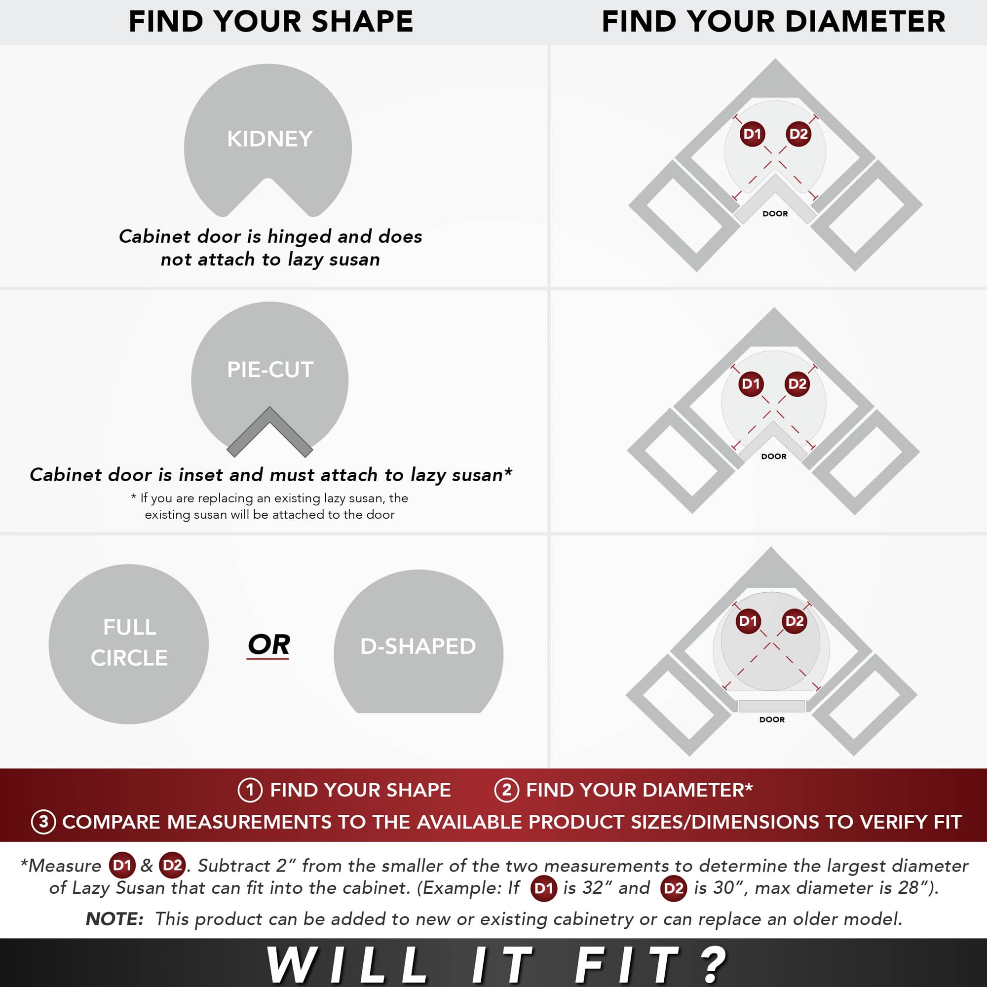 Rev-A-Shelf 10" Single Full Circle Lazy Susan Organizer for Corner Kitchen Cabinets, Wooden Turntable Storage Tray with Swivel Bearings,4WLS001-10-B52 - Image 3