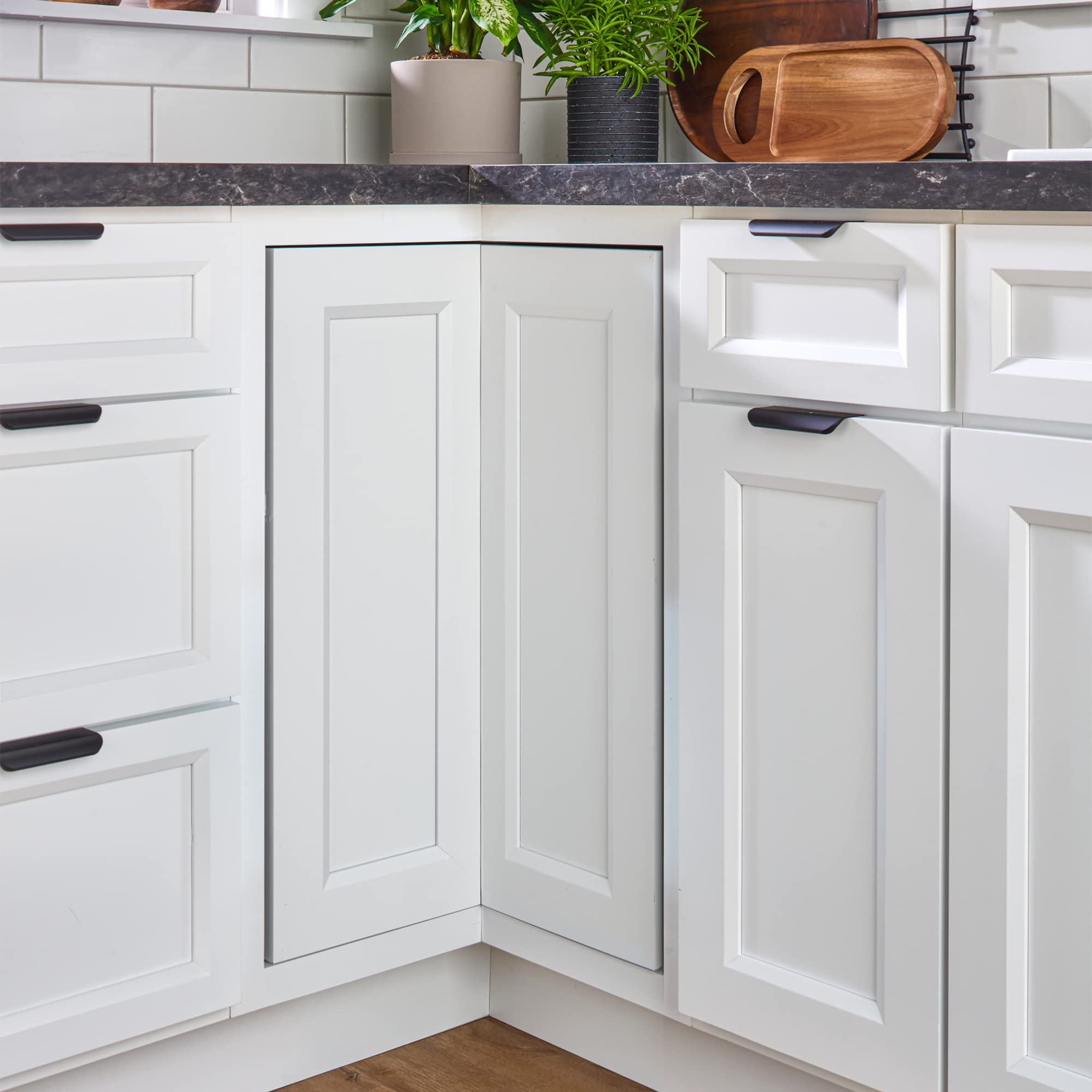 Rev-A-Shelf 24" Pie-Cut Dual Tier Lazy Susan Organizer for Corner Base Kitchen Cabinets, Plastic Home Rotating Storage Shelves, White, 2942-24-11-1 - Image 9