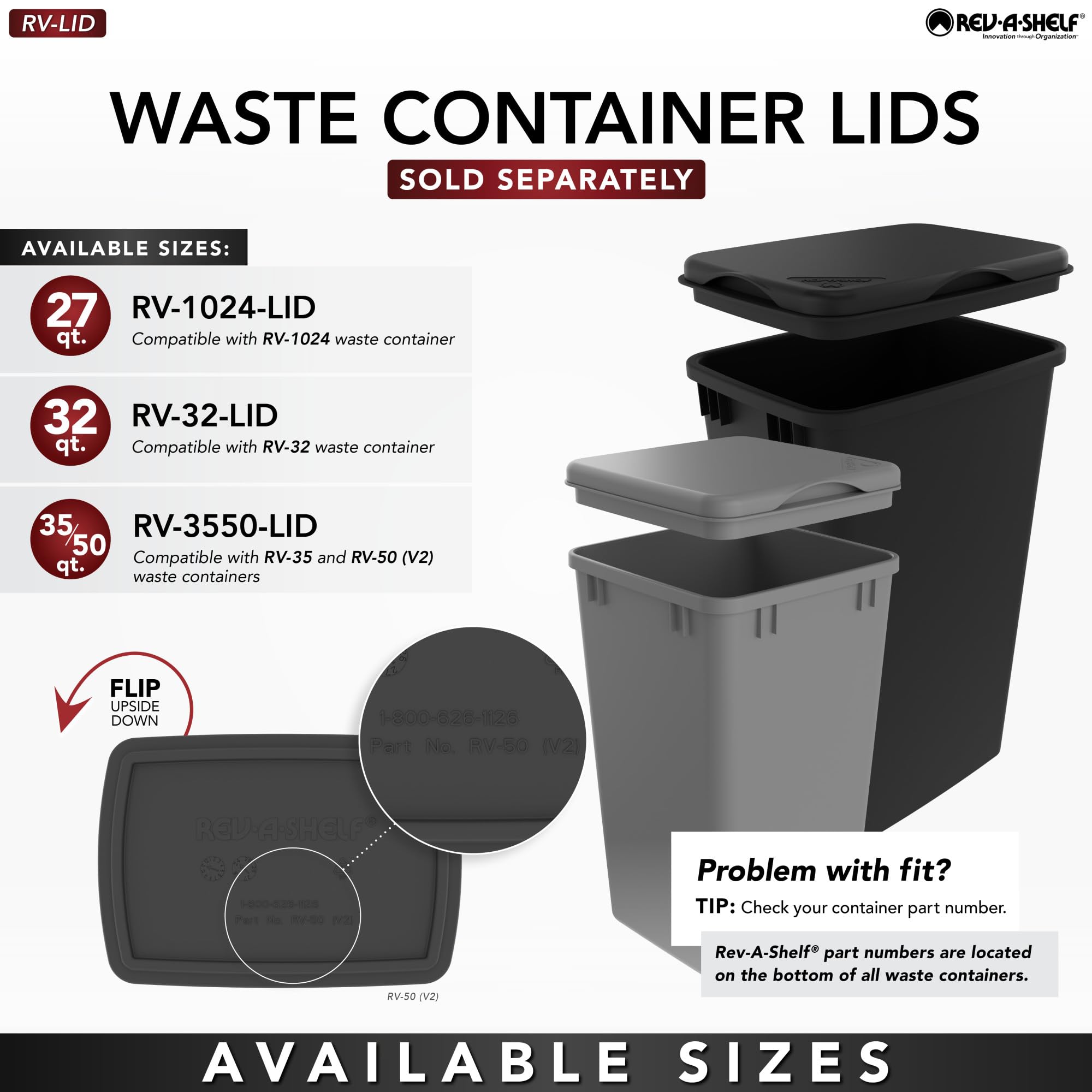 Rev-A-Shelf 27 qt. White Polymer Replacement Waste Container Pullouts - Image 6