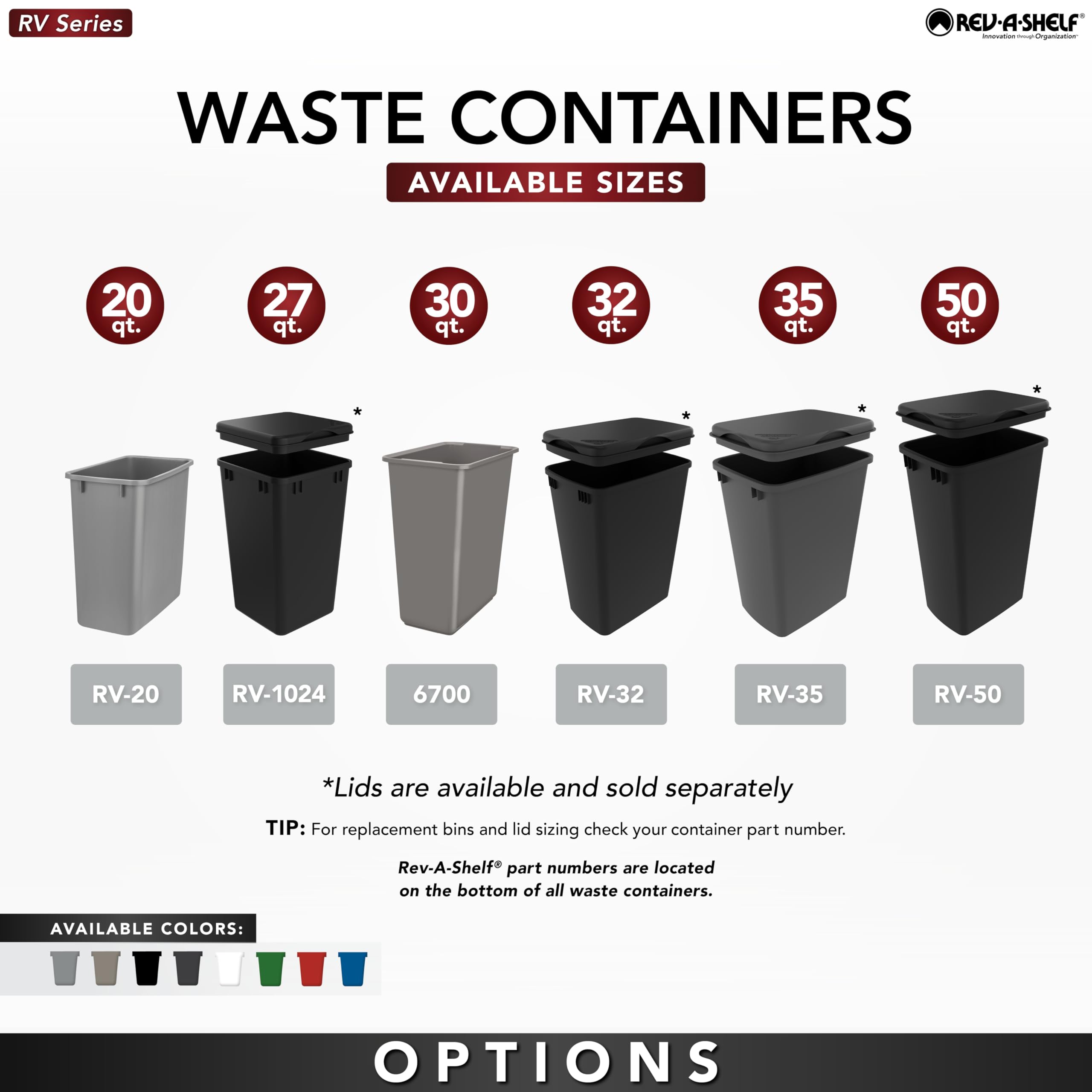 Rev-A-Shelf 27 qt. White Polymer Replacement Waste Container Pullouts - Image 9