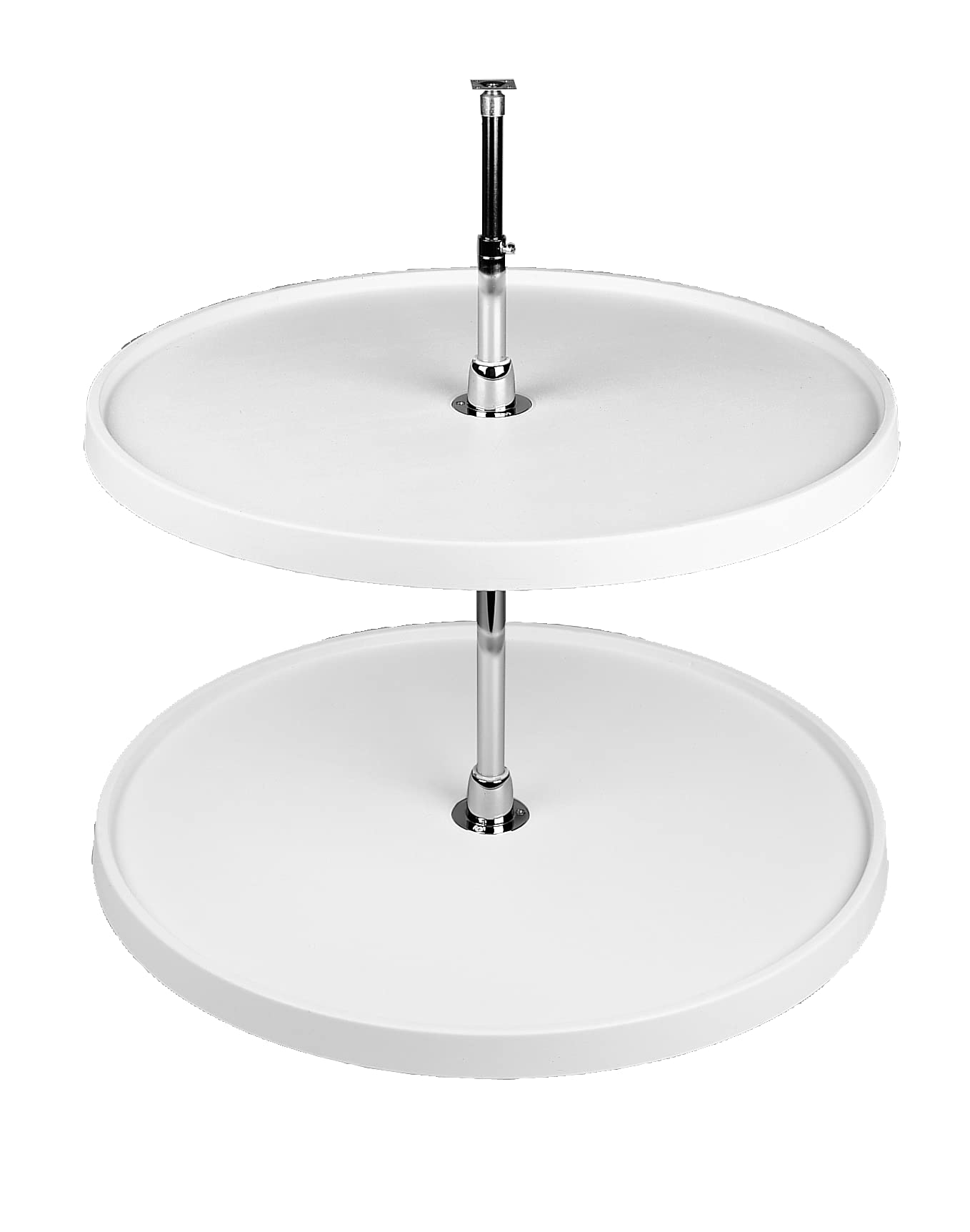 Rev-A-Shelf 28" Dual Tier Full Circle Lazy Susan for Kitchen Cabinets, Plastic Height Adjustable Shelves Home Storage Turntable, White, 6072-28-11-52 - Image 3