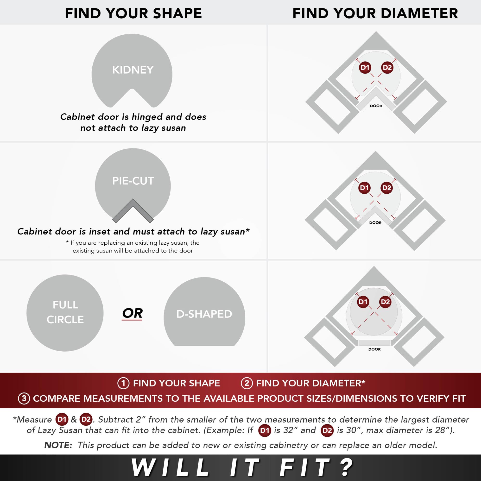 Rev-A-Shelf 28" Dual Tier Full Circle Lazy Susan for Kitchen Cabinets, Plastic Height Adjustable Shelves Home Storage Turntable, White, 6072-28-11-52 - Image 5