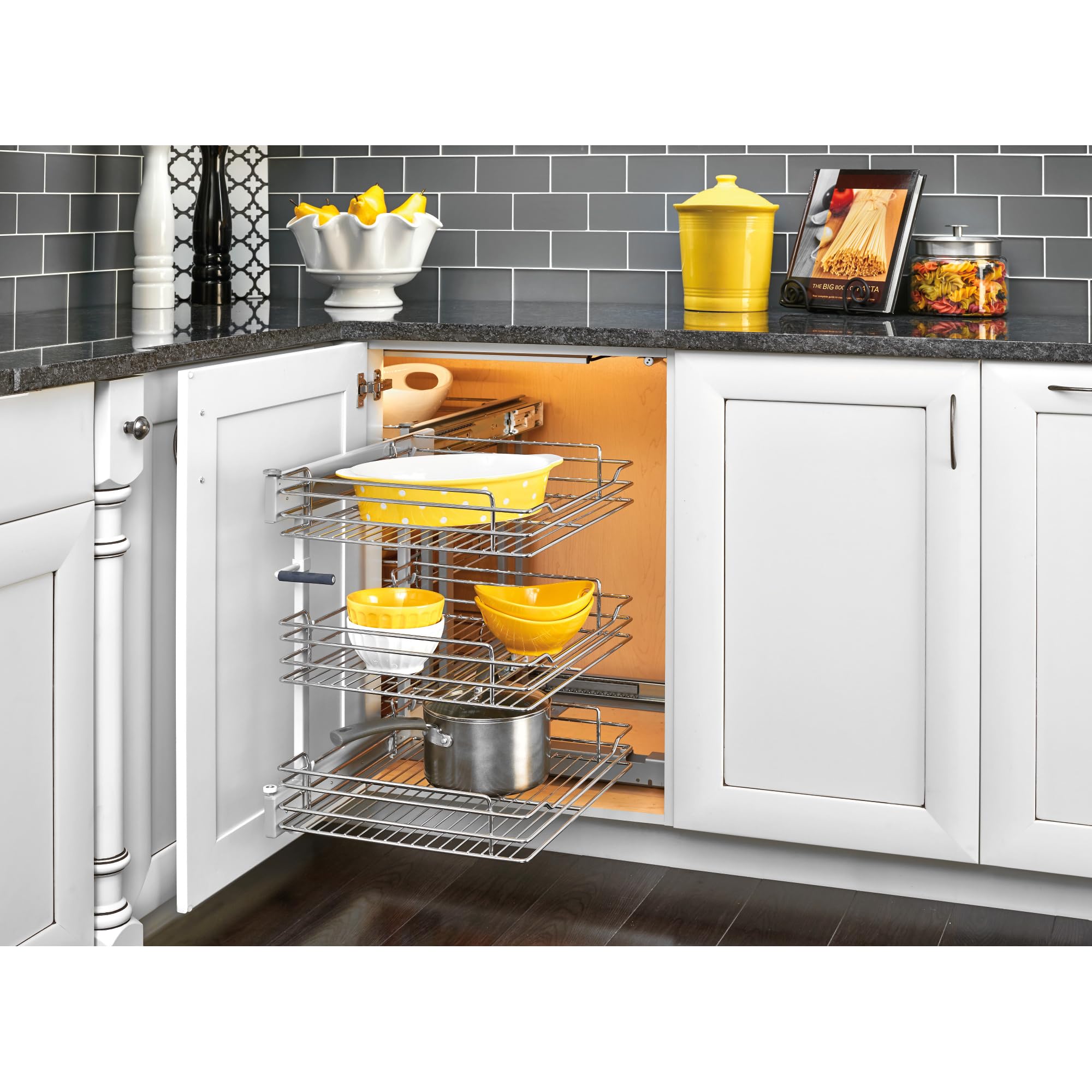 Rev-A-Shelf 3 Tier Pullout Shelf Organizer for Blind Corner Kitchen/Bathroom Cabinets with Soft-Close, 48" Adjustable Shelves, Chrome, 5PSP3-18SC-CR - Image 10