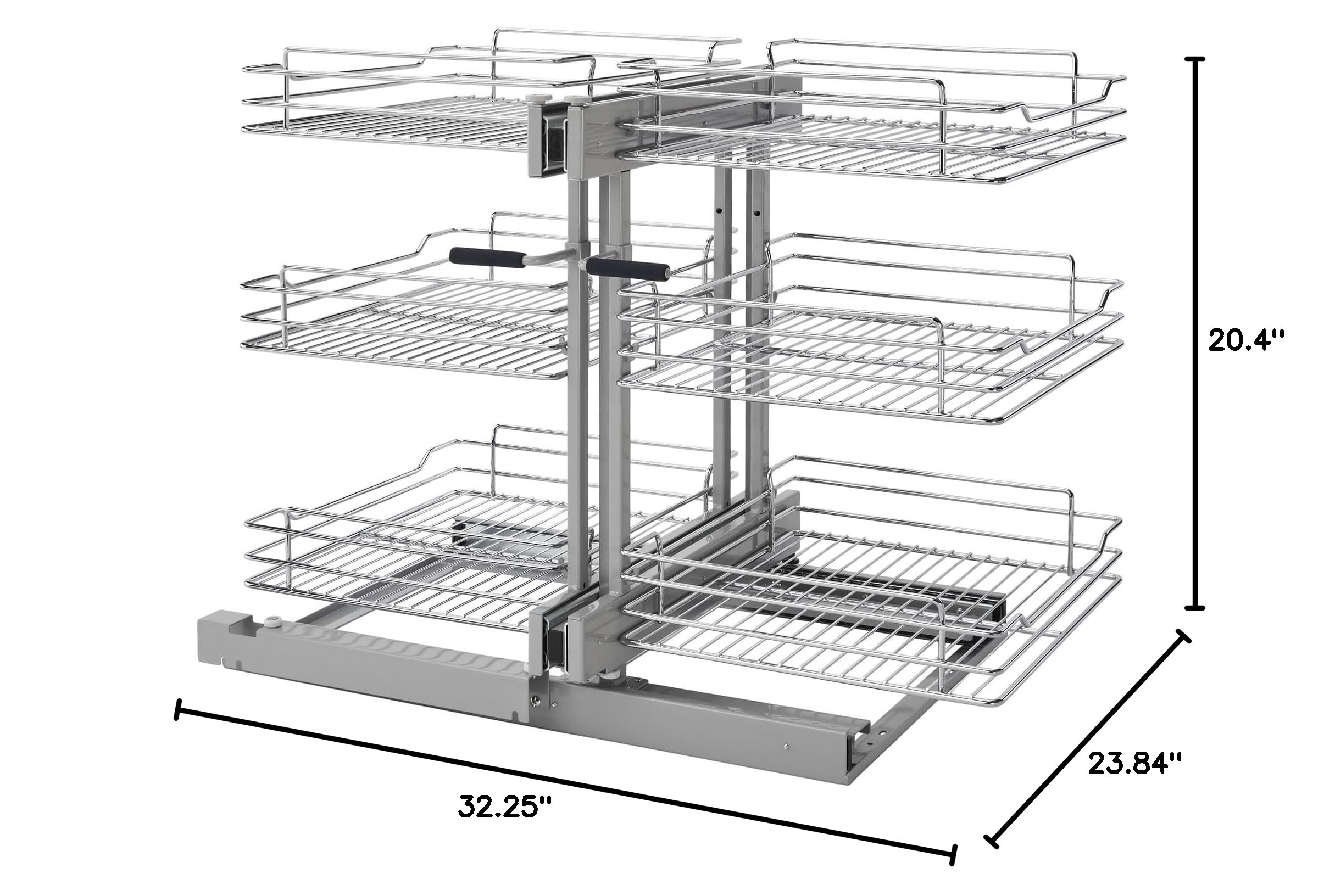 Rev-A-Shelf 3 Tier Pullout Shelf Organizer for Blind Corner Kitchen/Bathroom Cabinets with Soft-Close, 48" Adjustable Shelves, Chrome, 5PSP3-18SC-CR - Image 3