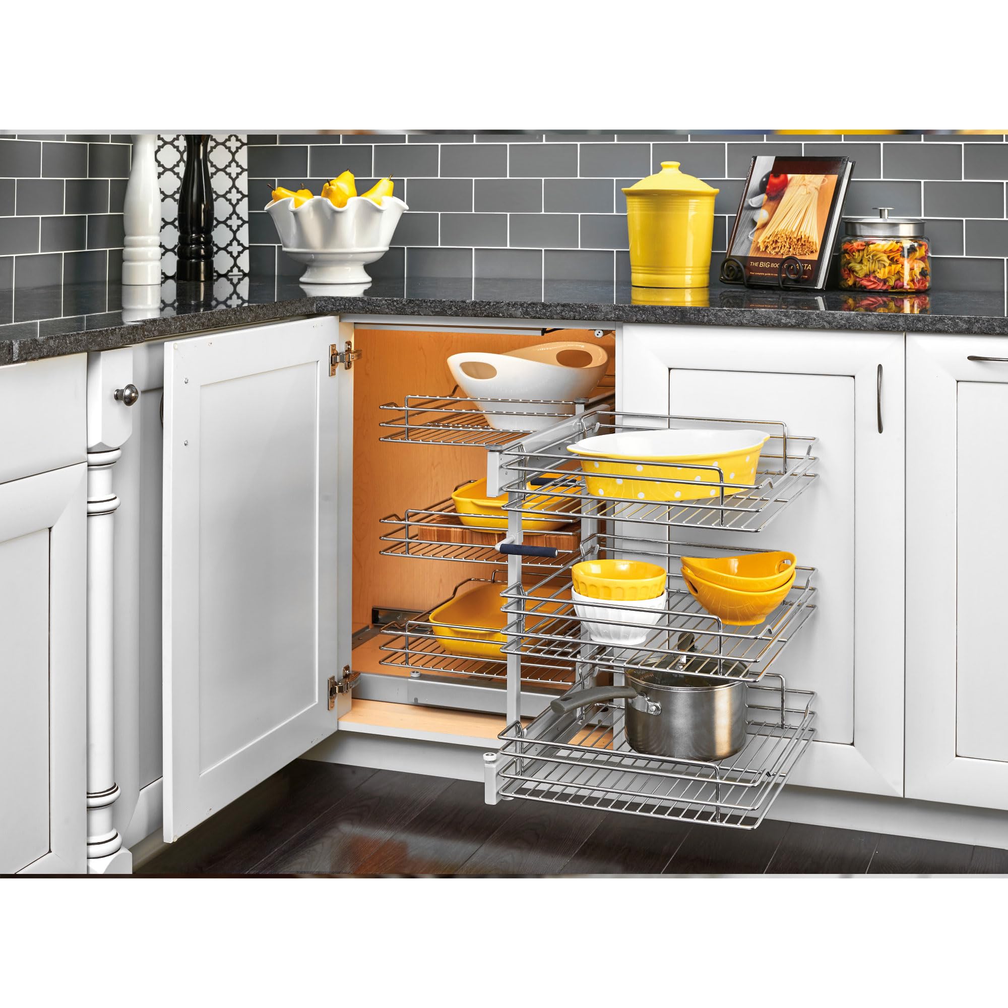 Rev-A-Shelf 3 Tier Pullout Shelf Organizer for Blind Corner Kitchen/Bathroom Cabinets with Soft-Close, 48" Adjustable Shelves, Chrome, 5PSP3-18SC-CR - Image 8