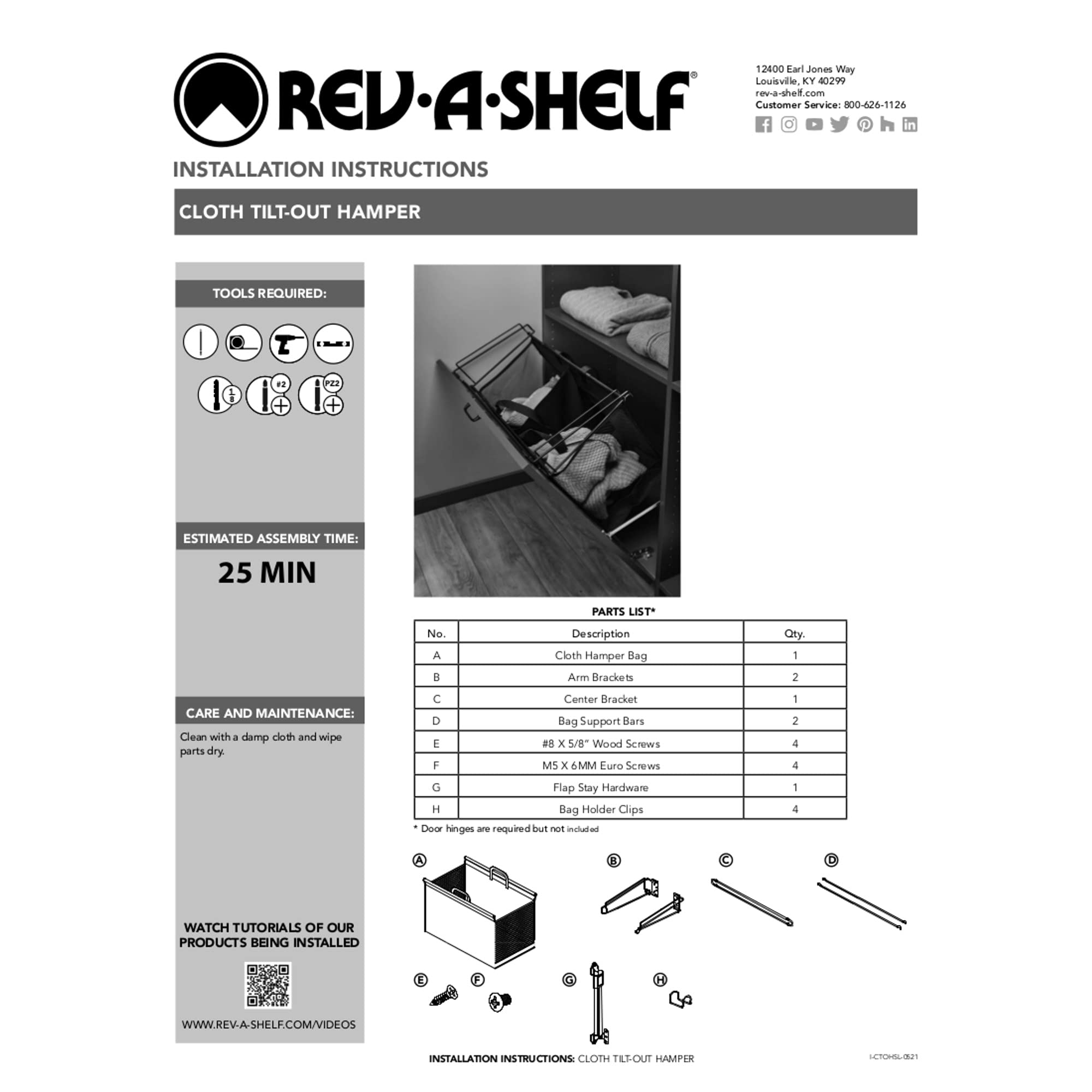 Rev-A-Shelf 30 Inch Pull Out Cloth Hamper System for Custom Closet Systems - Image 3