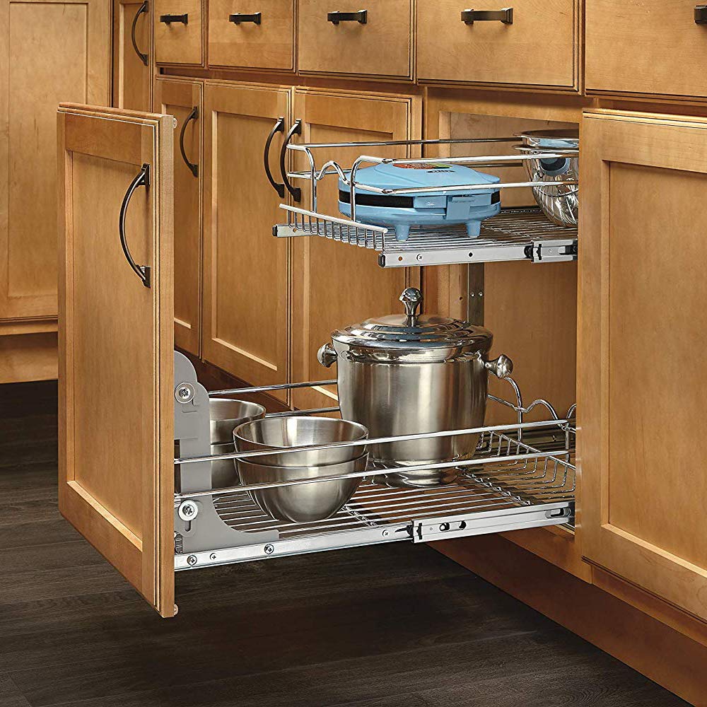 Rev-A-Shelf - 5WB2-1218-CR - 12 in. W x 18 in. D Base Cabinet Pull-Out Chrome 2-Tier Wire Basket - Image 5