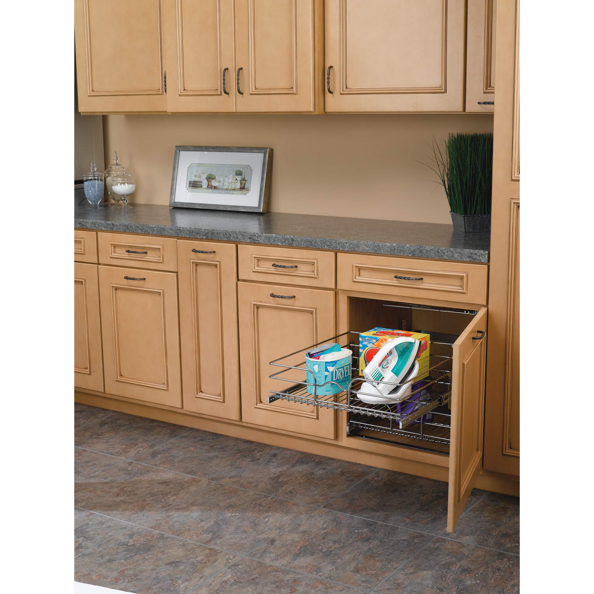 Rev-A-Shelf 5WB2-2122-CR 21 in. W x 22 in. D Base Cabinet Pull-Out 2-Tier Wire Basket, Chrome - Image 3