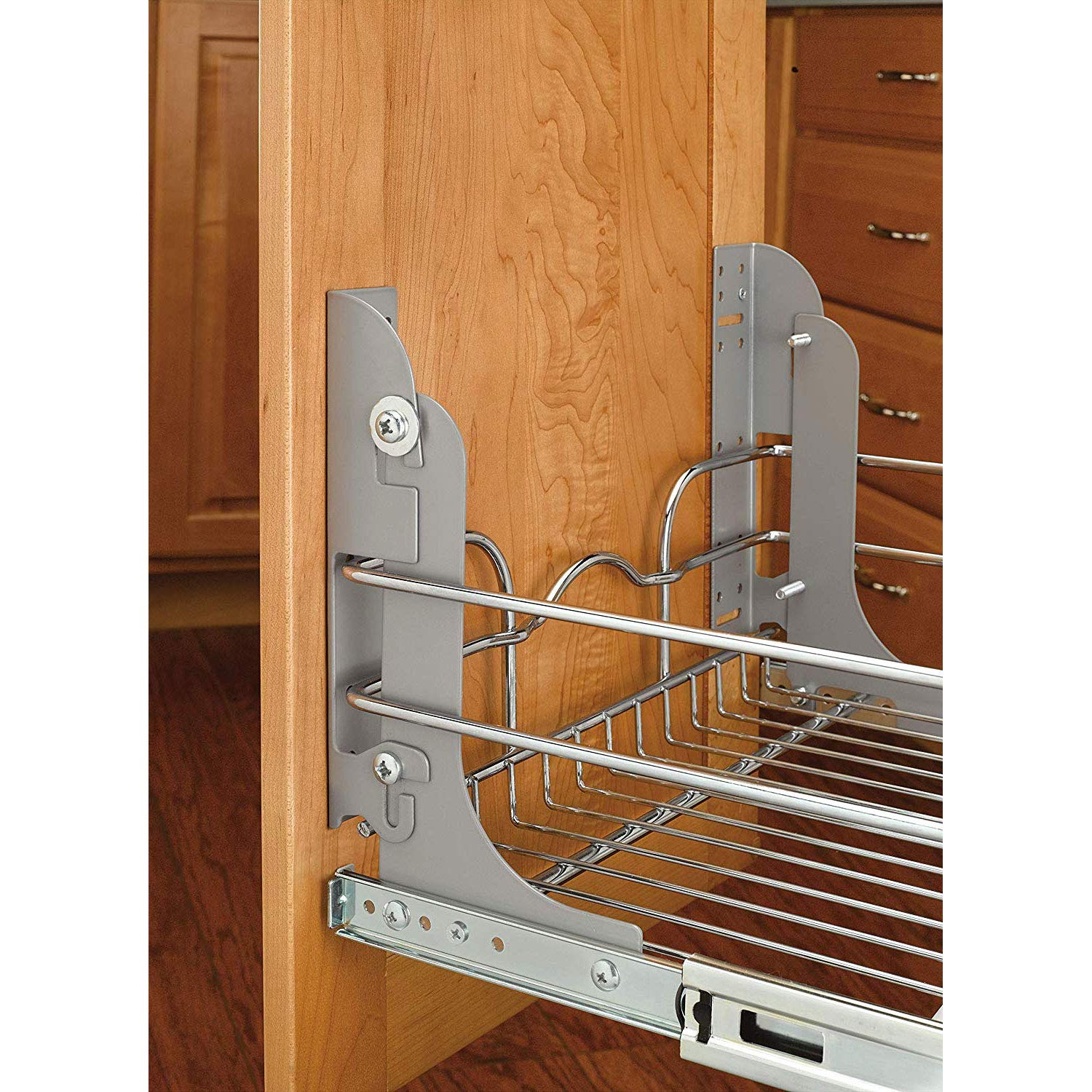Rev-A-Shelf 5WB2-2122-CR 21 in. W x 22 in. D Base Cabinet Pull-Out 2-Tier Wire Basket, Chrome - Image 8