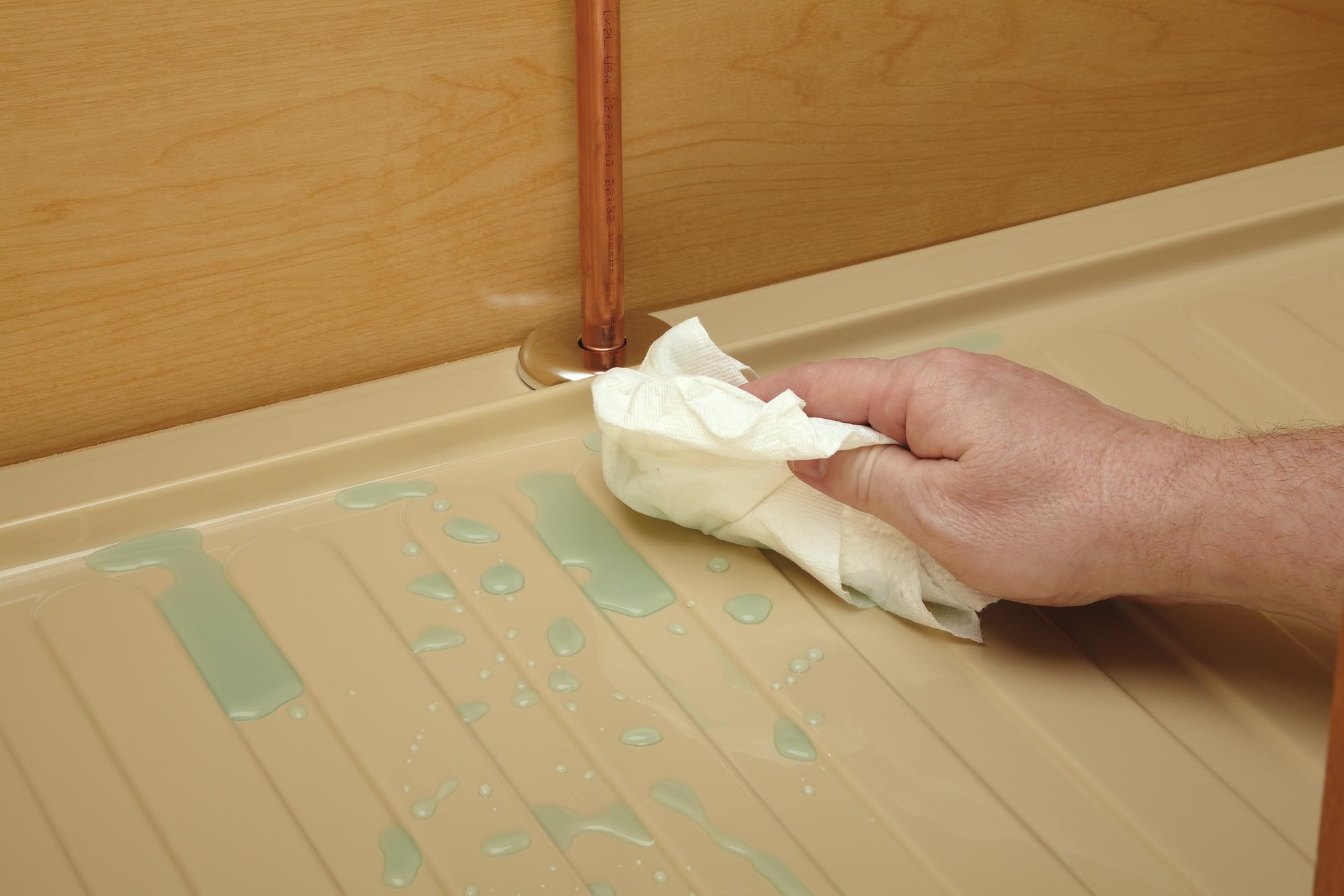 REV-A-SHELF Almond Polymer Trim-to-Fit Drip Tray for 21" - 24" Vanity Sink Base Cabinets - Image 3