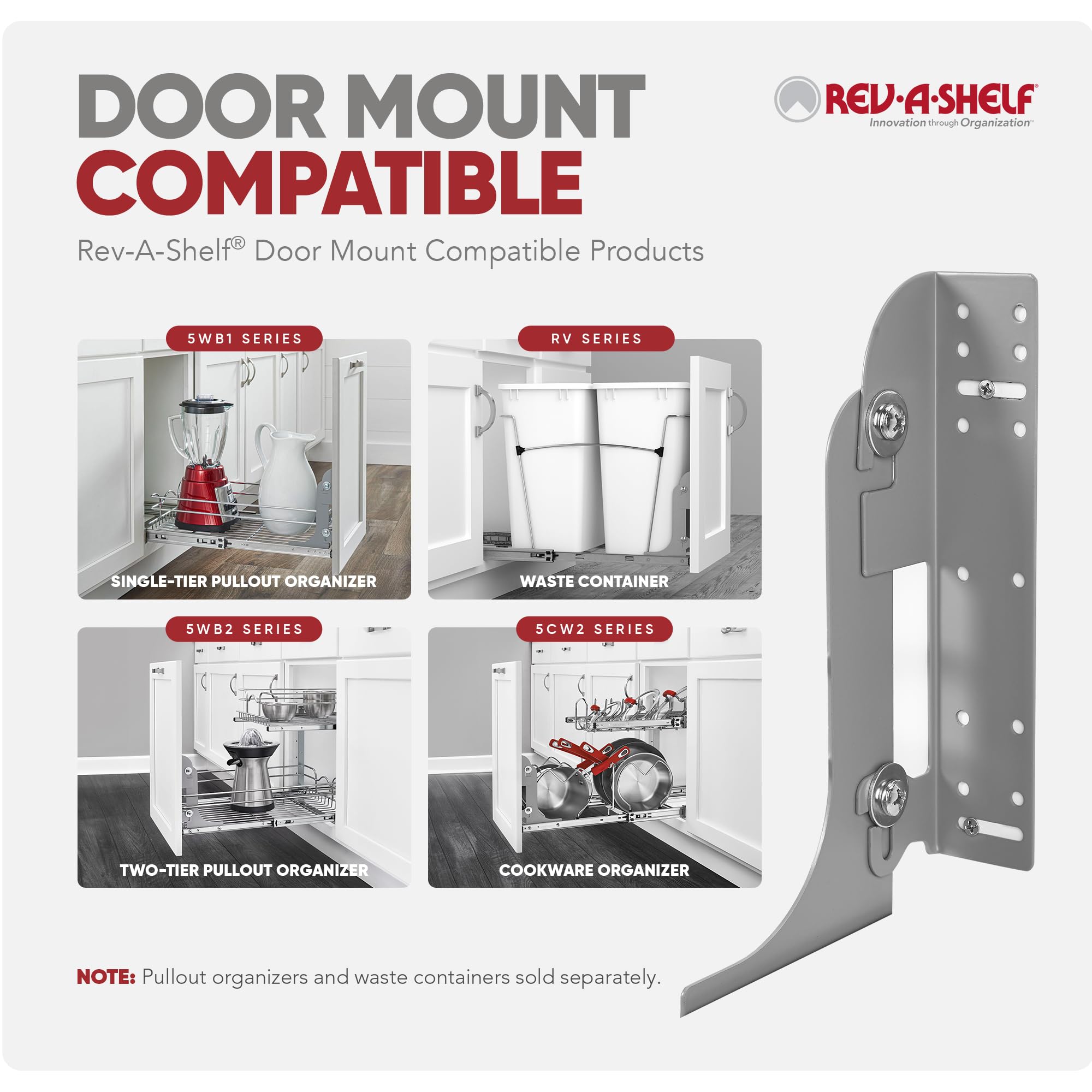 Rev-A-Shelf Cabinet Door Mount Kit for Kitchen Base Cabinet Organizers, Pullout Storage Shelves and Drawers, Trash Cans, 5WB-DMKIT - Image 3