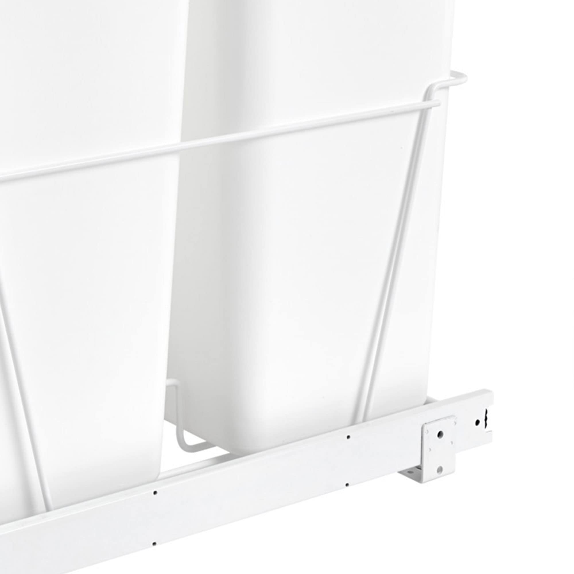 Rev-A-Shelf Double 27 Qt Pull Out Chrome Wire Trash Can Container Bin Bottom Mount for Kitchen Cabinet with Full-Extension Slides, White, RV-15PB-2 S - Image 7