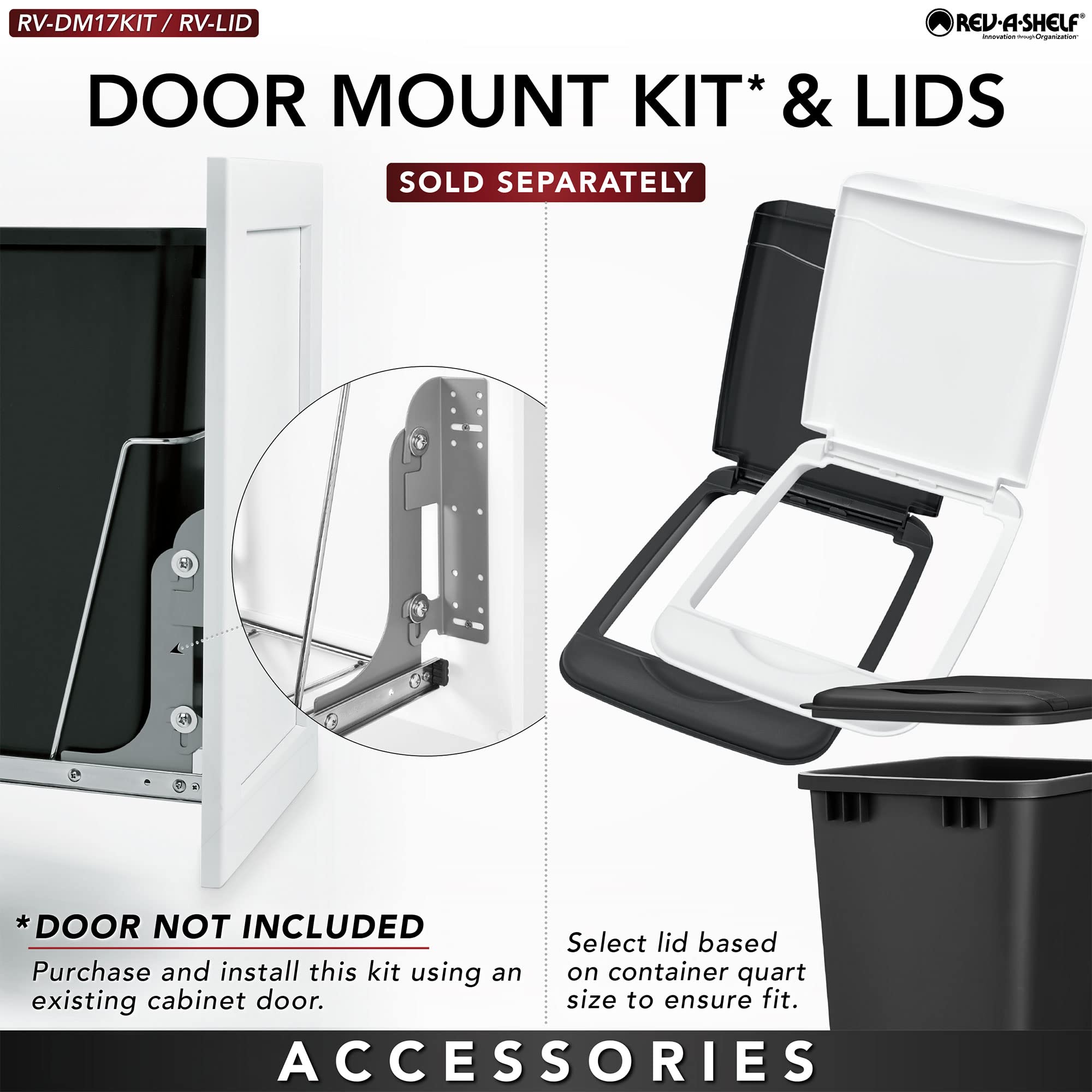 Rev-A-Shelf Double Pullout 35 Qt Sliding Waste Bin Trash Container for Base Kitchen Cabinet, Wire Frame with Ball Bearings, White, RV-18PB-2 S - Image 3