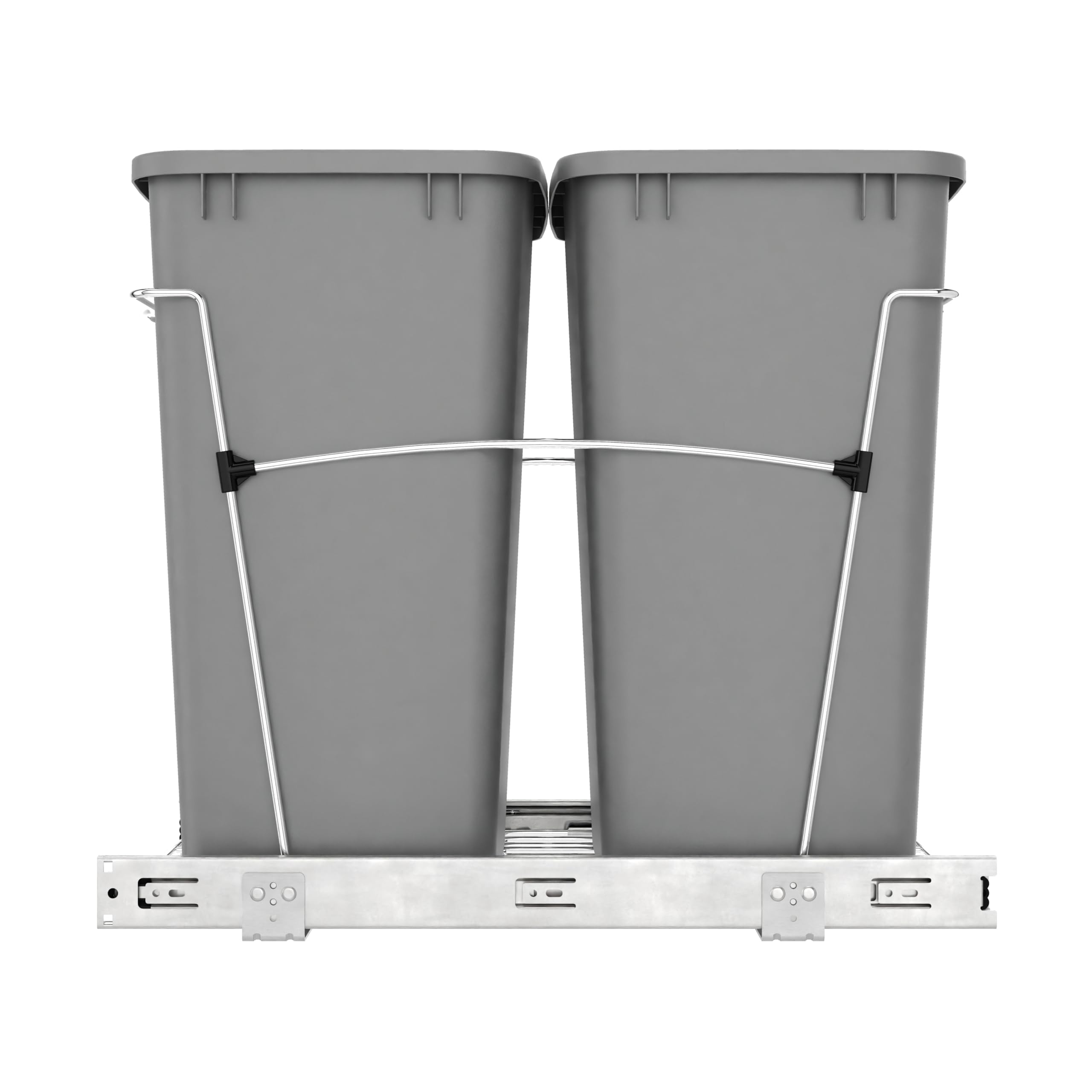 Rev-A-Shelf Double Pullout Trash Can for Kitchen Cabinets 35 Qt Garbage Recycling Bin on Full-Extension Slides, Silver, RV-18KD-17C S - Image 8