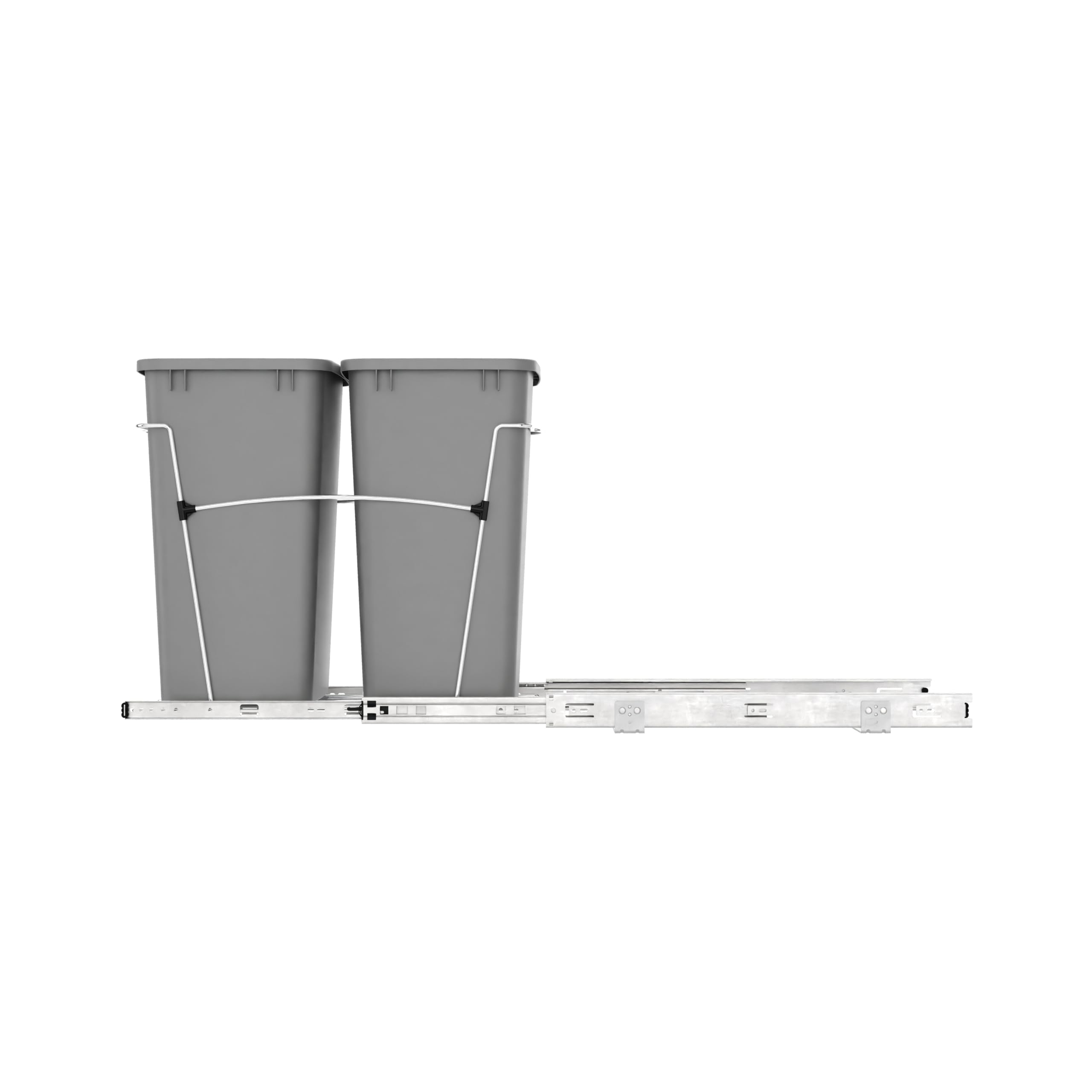 Rev-A-Shelf Double Pullout Trash Can for Kitchen Cabinets 35 Qt Garbage Recycling Bin on Full-Extension Slides, Silver, RV-18KD-17C S - Image 9
