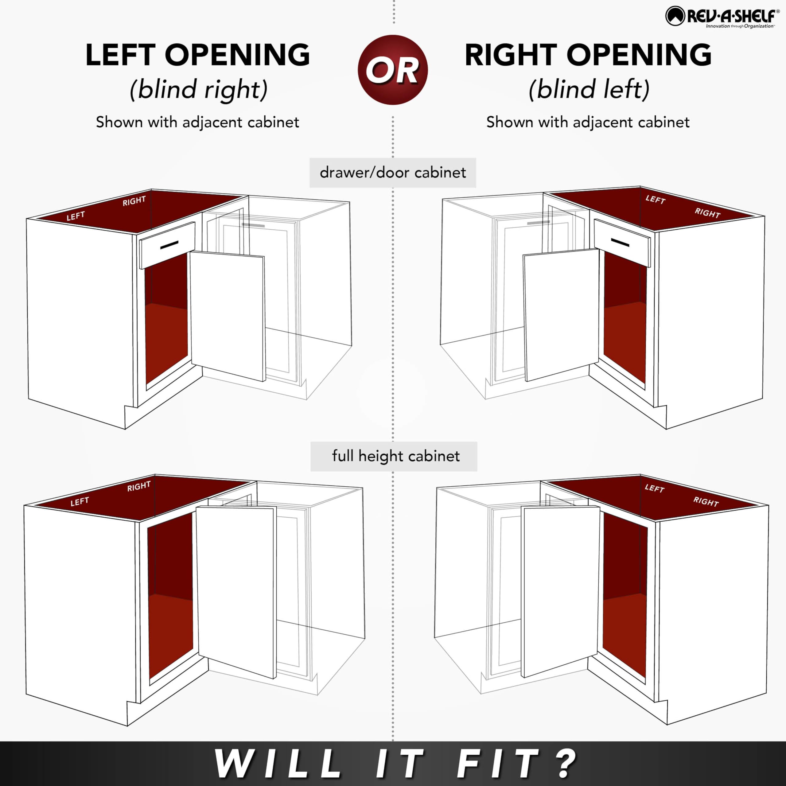 Rev-A-Shelf Maple Solid Bottom Single Shelf for 18" Left Opening/Blind Right Corner Cabinets - Image 7