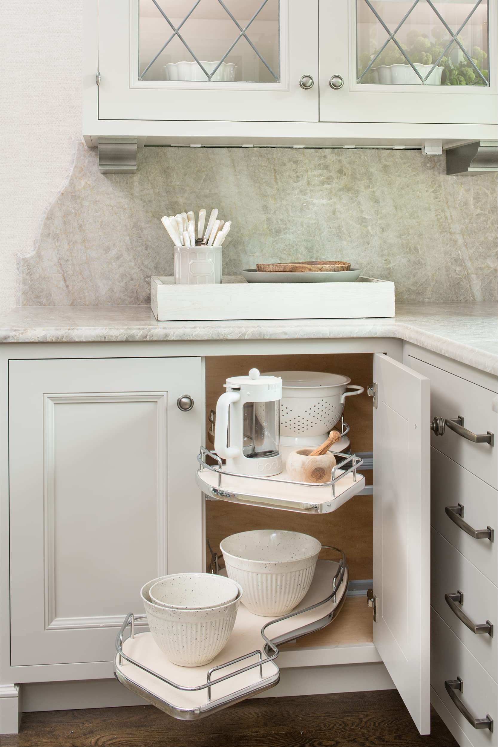 Rev-A-Shelf Maple Two-Tier Cloud Optimizer for 21" Left Opening/Blind Right Corner Cabinets - Image 9