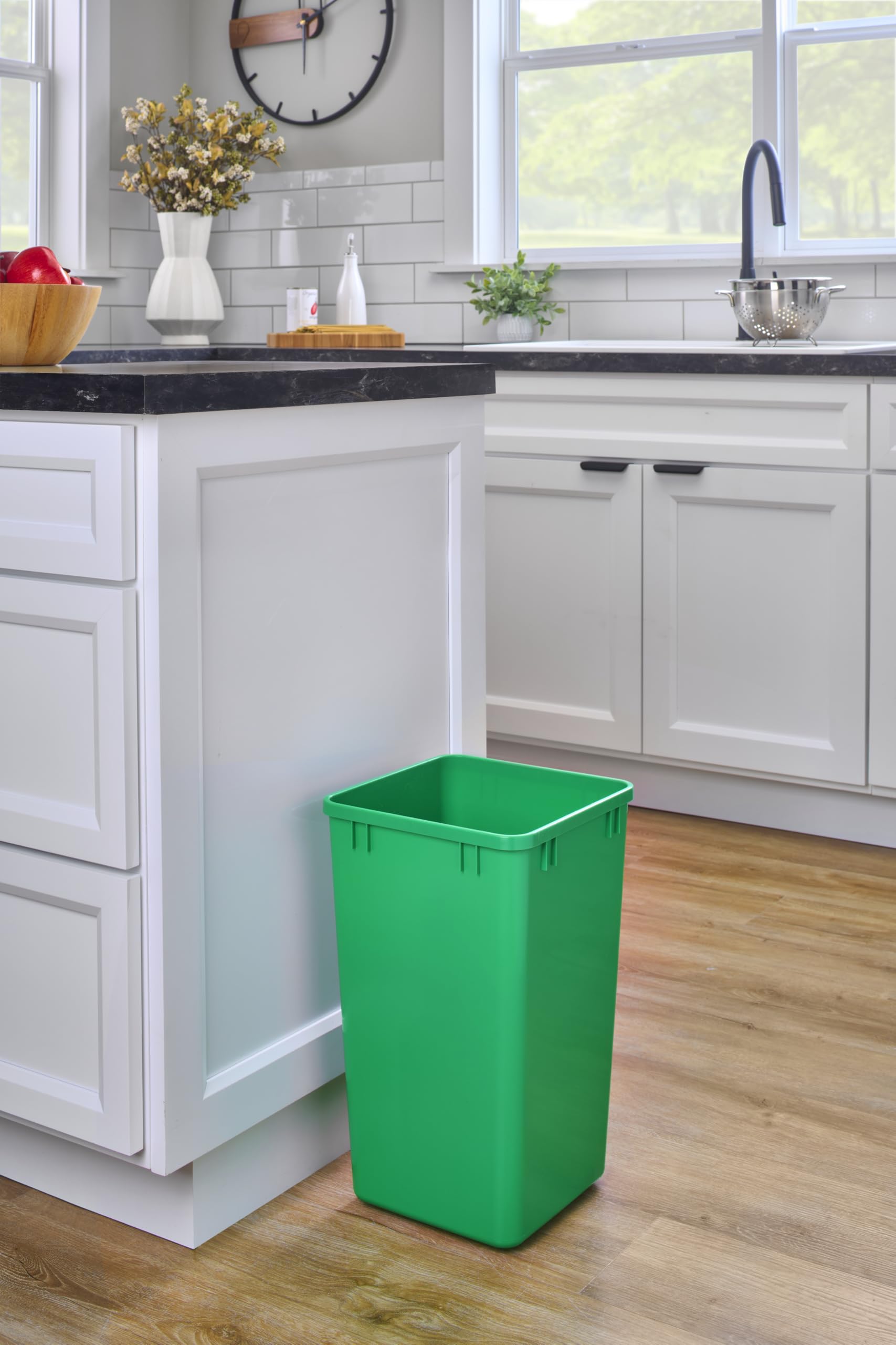 Rev-A-Shelf Polymer Replacement 27 Quart Trash Bin Recycle Waste Garbage Container for Kitchen Cabinet Pullouts, Green, 2 Pack, RV-1024-19-2 - Image 3