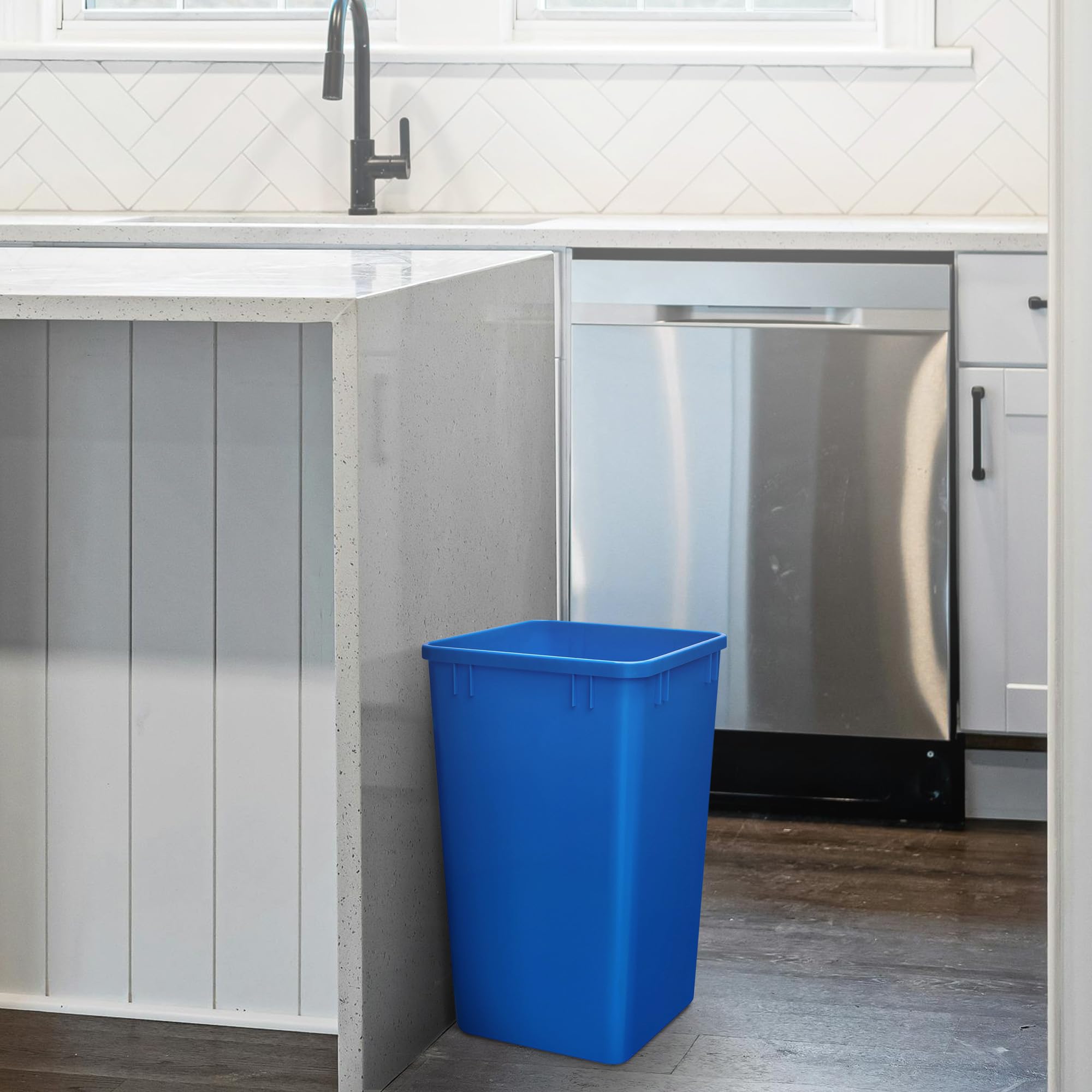 Rev-A-Shelf Polymer Replacement 27 Quart Trash Bin Recycle Waste Garbage Container for Kitchen Cabinet Pullouts, Blue, 2 Pack, RV-1024-22-2 - Image 8
