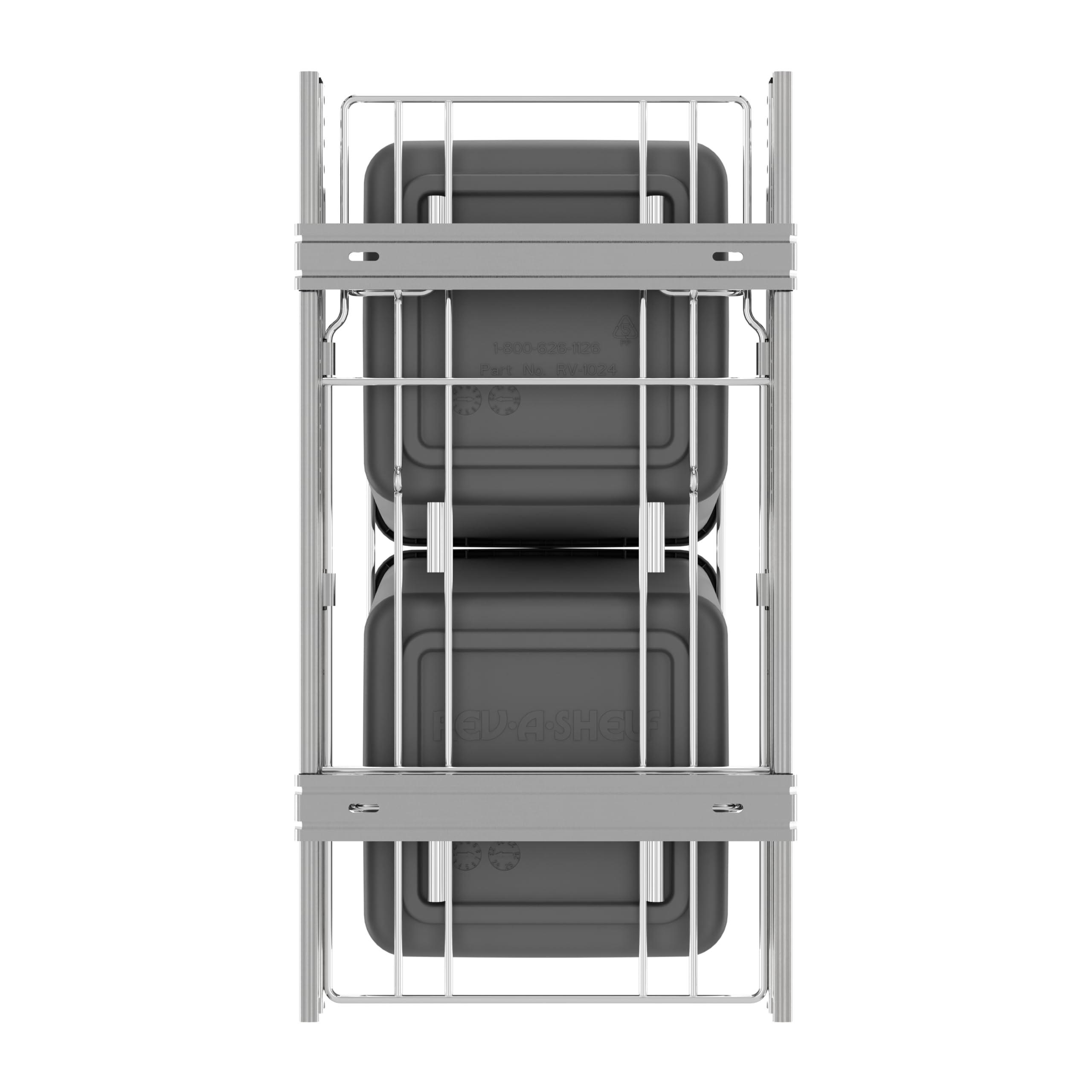 Rev-A-Shelf - RV-15KD-17C S - Double 27 Qt. Pull-Out Silver and Chrome Waste Container - Image 8