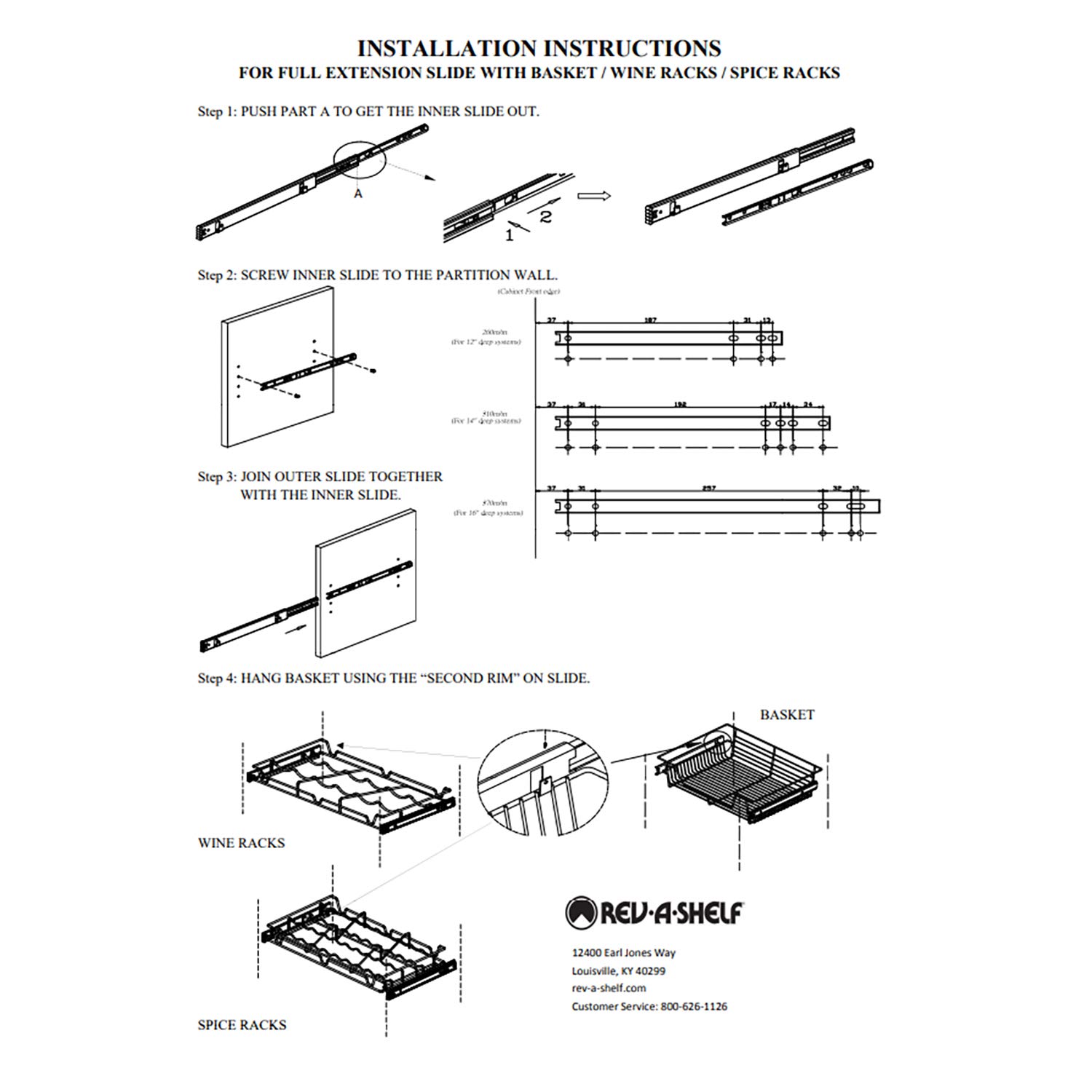Rev-A-Shelf Sidelines 5WBR-18CR-1 18" Chrome Single Wire Pullout 4 Wine Bottle Rack Organizer for 14" Deep Kitchen Pantry or Bar Cabinet Closet - Image 6
