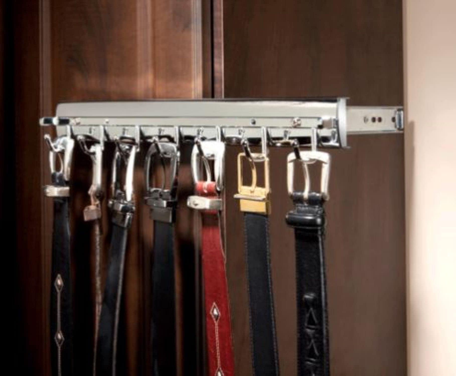 Rev-A-Shelf Sidelines CSWTRSL-14-CR-1 14 Inch Premiere Swivel Belt and Tie Accessory Organization Rack Holder Hanger with 8 Hooks, Chrome - Image 3