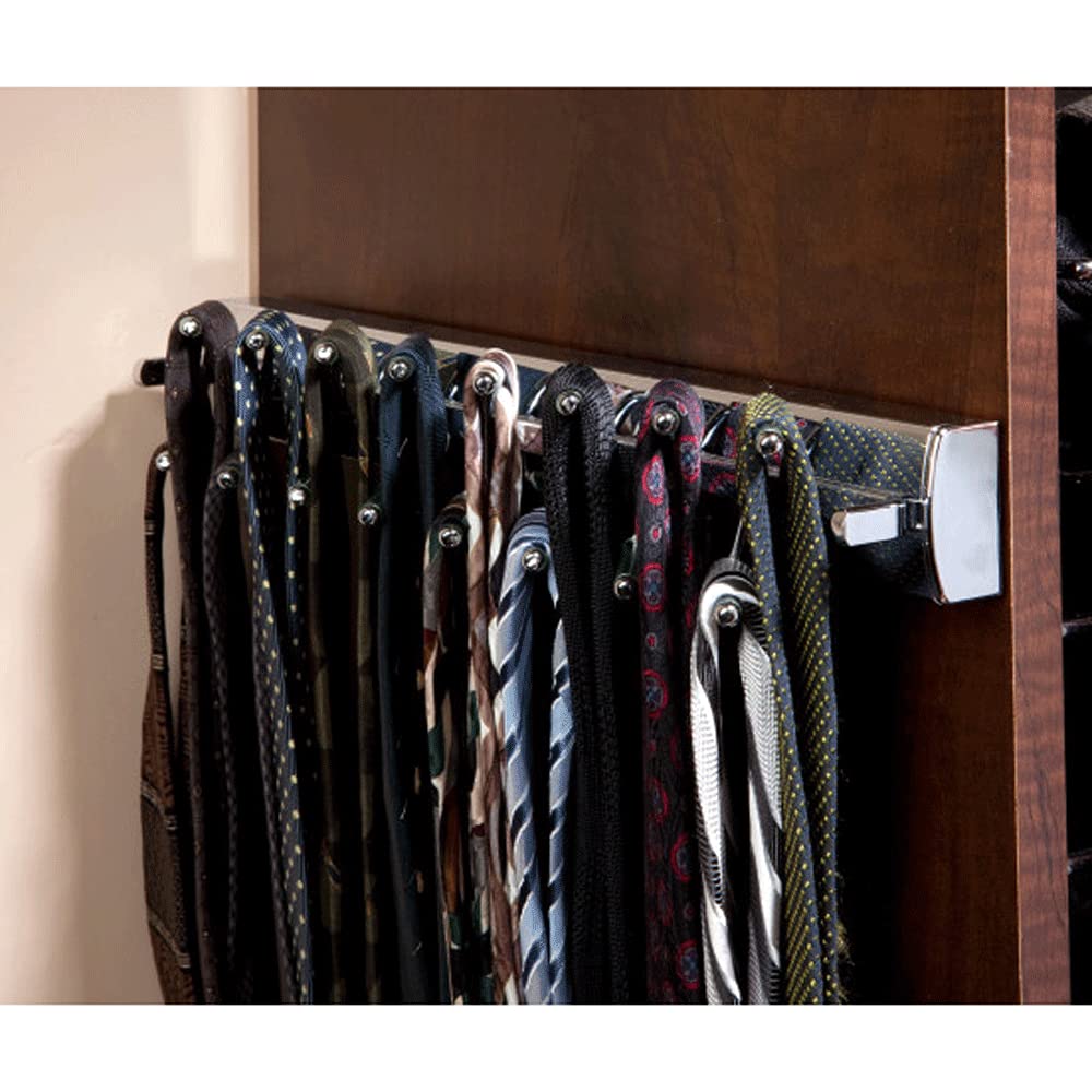 Rev-A-Shelf Sidelines CSWTRSL-14-CR-1 14 Inch Premiere Swivel Belt and Tie Accessory Organization Rack Holder Hanger with 8 Hooks, Chrome - Image 6