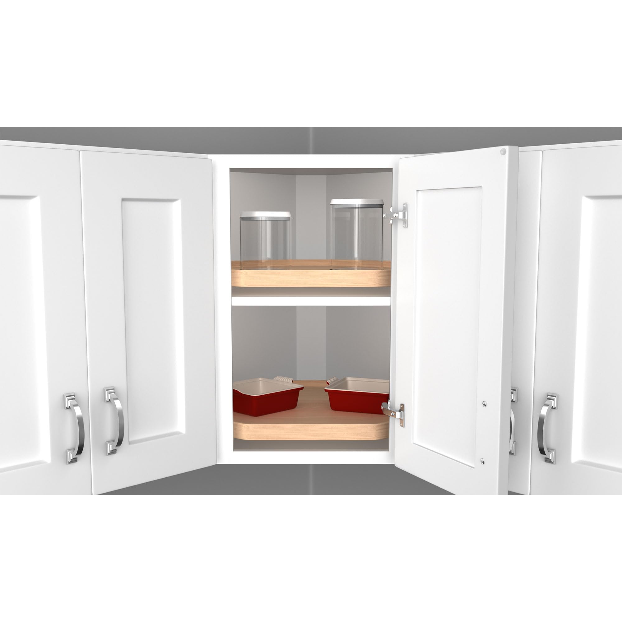 Rev-A-Shelf Single D Shape 22" Lazy Susan Organizer for Upper Corner Wall Kitchen Cabinets, Turntable Storage w/ Swivel Bearing, Wood, 4WLS201-22-BS52 - Image 7