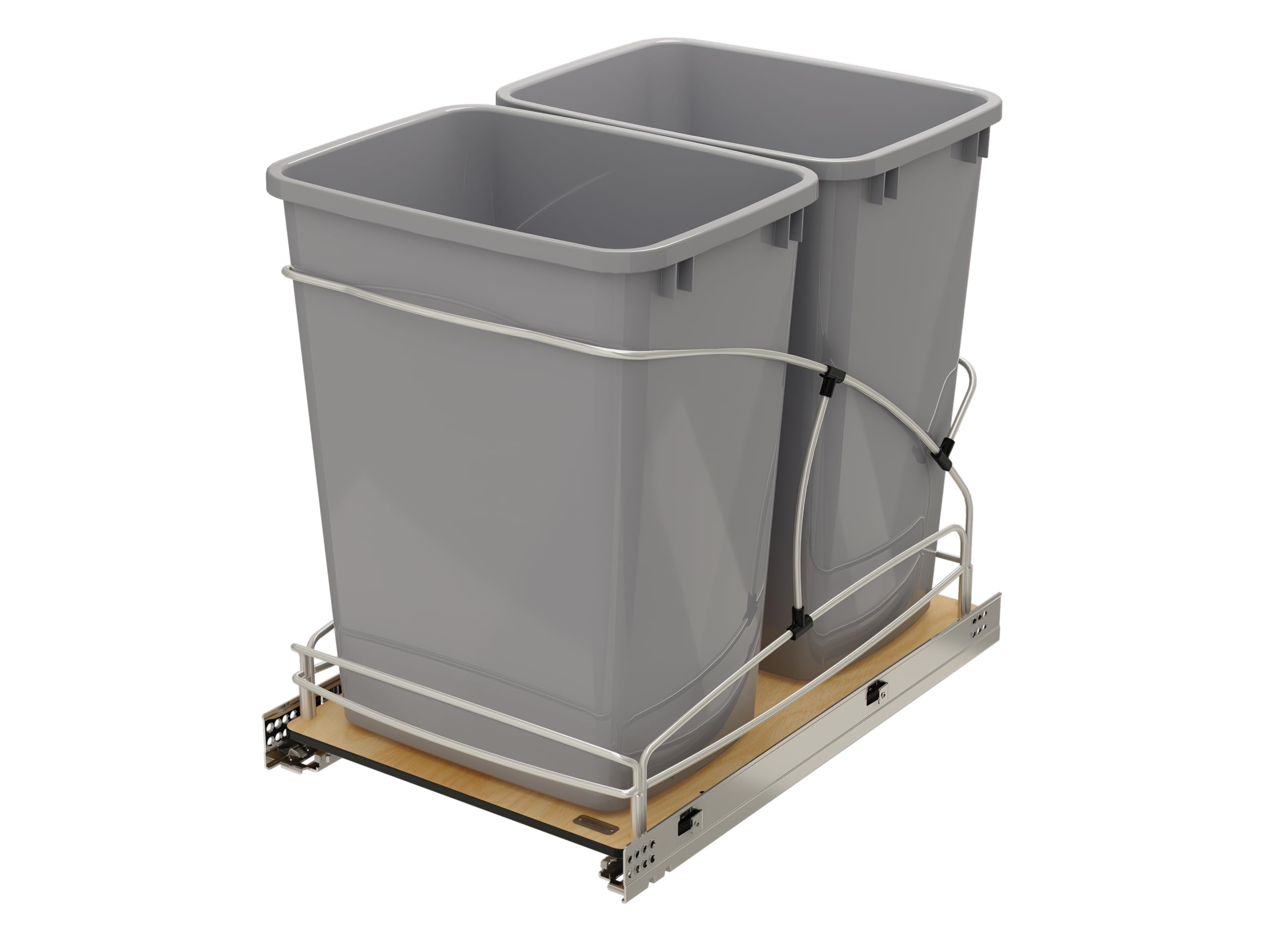 Rev-A-Shelf Steel Bottom Mount Double 35 Quart 8.75 Gallon Waste Bin Trash Container for Under Kitchen Cabinet with Soft Close, Gray, 54WC-1835SC-17-1 - Image 9
