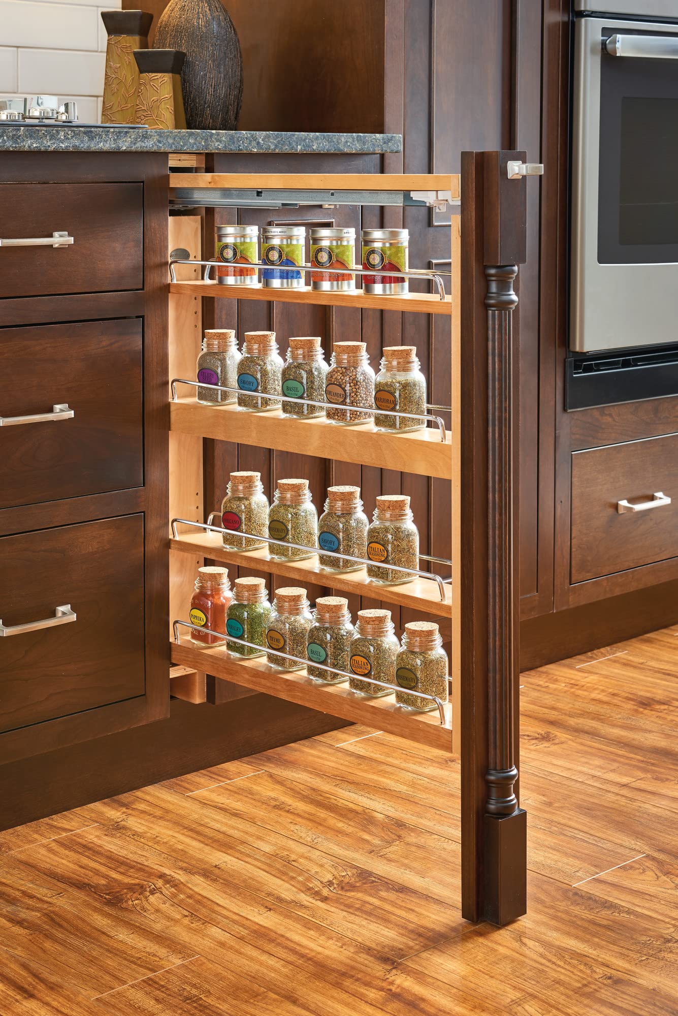 Rev-A-Shelf Wood Base Filler Pullout Organizer for New Kitchen Applications w/Soft-Close - Image 6