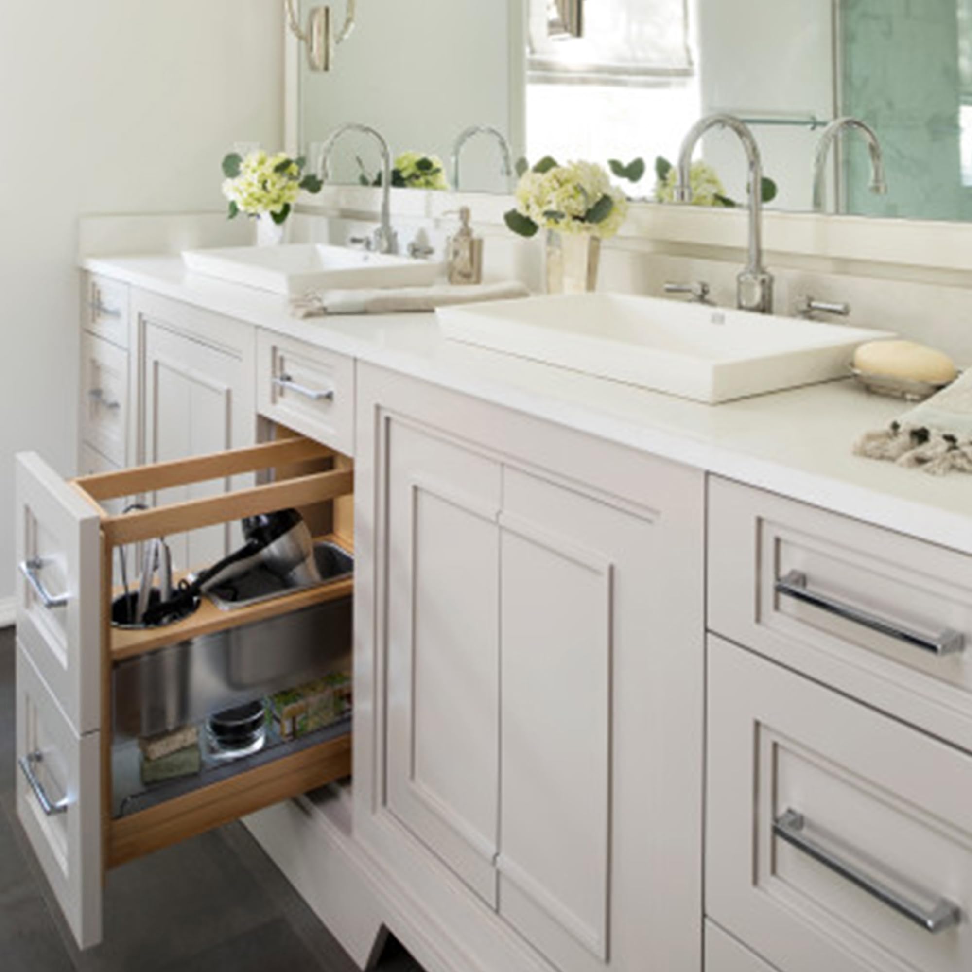 Rev-A-Shelf Wood Vanity Cabinet Pullout Grooming Organizer w/Soft-Close - Image 4