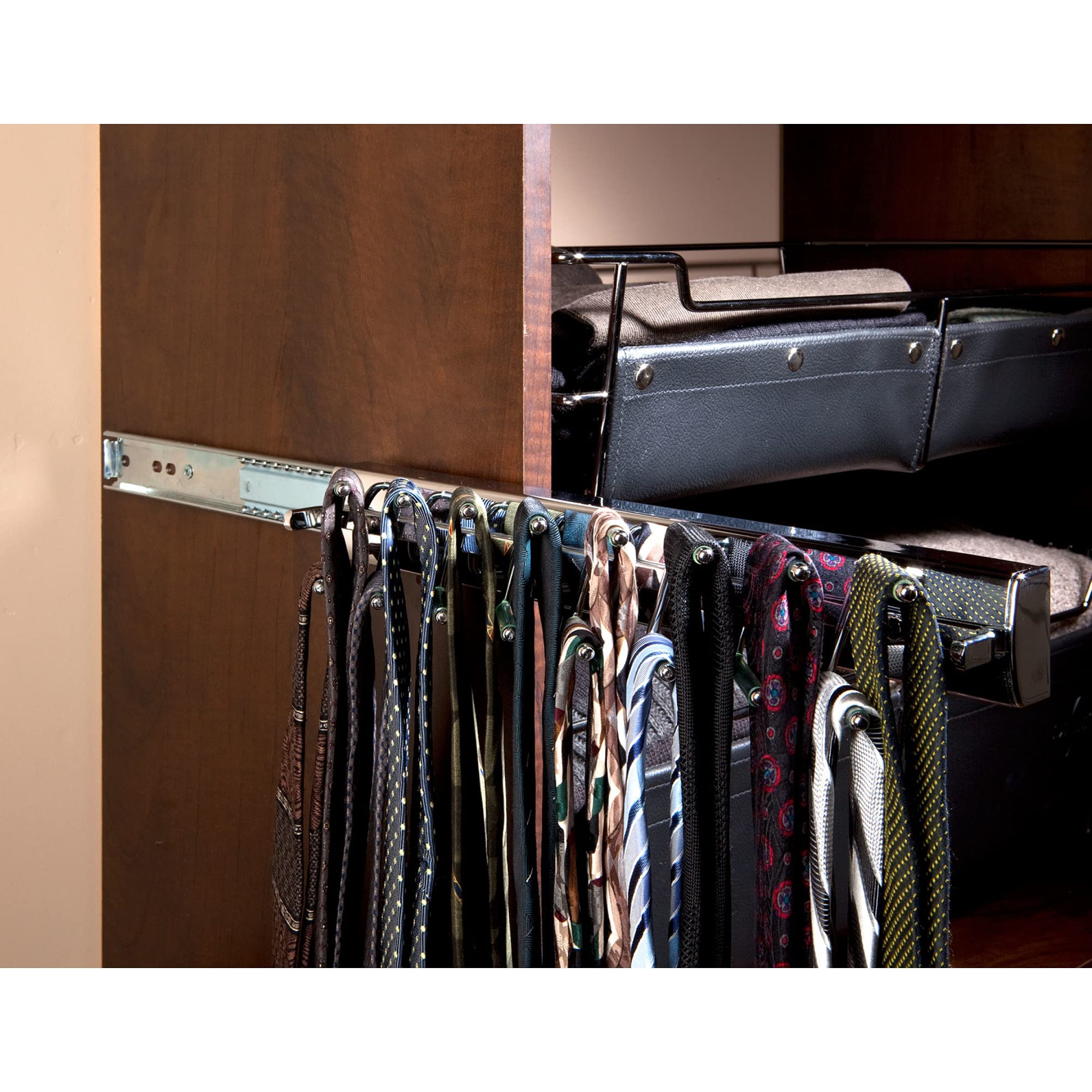 Sidelines Premier Pullout Swivel Tie Rack for Custom Closet Systems - Image 5